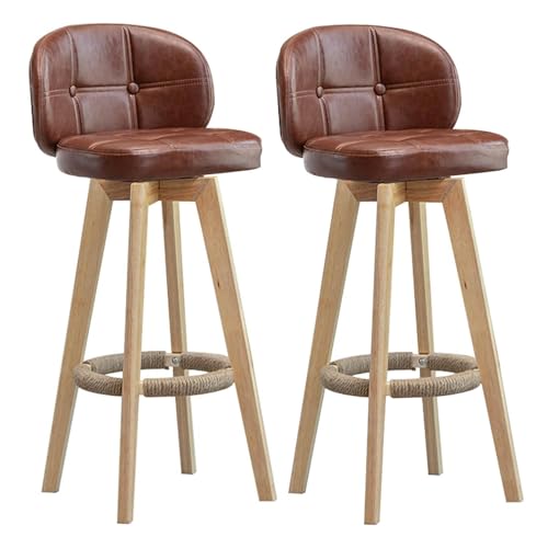Stühle in Thekenhöhe, Barhocker aus Holz, 2er-Set, hoher Frühstückshocker for die Küche mit gepolsterter Rückenlehne und um 360 Grad drehbarem Sitz, nordischer Barstuhl for Esszimmer, Café, Theke, Bra Stühle in Thekenhöhe, Barhocker aus Holz, 2er-Set, hoher Frühstückshocker for die Küche mit gepolsterter Rückenlehne und um 360 Grad drehbarem Sitz, nordischer Barstuhl for Esszimmer, Café, Theke, Bra von LyzqxHL
