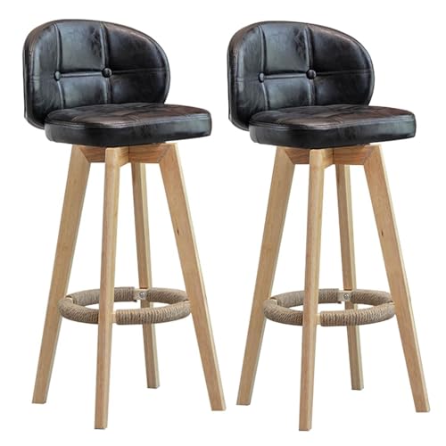 Stühle in Thekenhöhe, Barhocker aus Holz, 2er-Set, hoher Frühstückshocker for die Küche mit gepolsterter Rückenlehne und um 360 Grad drehbarem Sitz, nordischer Barstuhl for Esszimmer, Café, Theke, Bra Stühle in Thekenhöhe, Barhocker aus Holz, 2er-Set, hoher Frühstückshocker for die Küche mit gepolsterter Rückenlehne und um 360 Grad drehbarem Sitz, nordischer Barstuhl for Esszimmer, Café, Theke, Bra von LyzqxHL