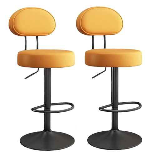 Thekenstühle, Küchenhocker 2er-Set mit Rückenlehne und Fußstütze, moderne Barhocker, drehbar, höhenverstellbar, Thekenhochstuhl, Frühstücks- und Esszimmerstühle for Bistro, Café, Rezeption, Braun(Oran von LyzqxHL