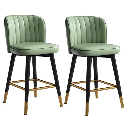 Thekenstühle, nordische Thekenbarhocker mit hoher Rückenlehne, bequemer Barstuhl for Kücheninseln, um 360 ° drehbarer tragbarer Hochhocker for Bistro, Esszimmer, 2er-Set, grün, 65 cm(Green,55cm/21.6") von LyzqxHL