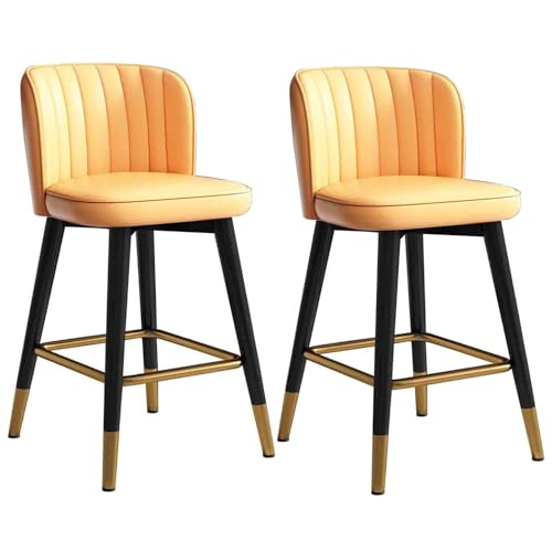 Thekenstühle, nordische Thekenbarhocker mit hoher Rückenlehne, bequemer Barstuhl for Kücheninseln, um 360 ° drehbarer tragbarer Hochhocker for Bistro, Esszimmer, 2er-Set, grün, 65 cm(Orange,75cm/29.5" von LyzqxHL