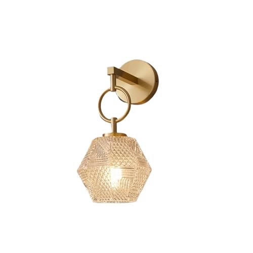 Wandleuchten for das Wohnzimmer, Vintage-Lampenleuchten, modern und elegant mit abgeschrägter Prismenleuchte aus Glas, Halterung aus gebürstetem Goldmessing, komplett aus Kupfer, for das Schlafzimmer( Wandleuchten for das Wohnzimmer, Vintage-Lampenleuchten, modern und elegant mit abgeschrägter Prismenleuchte aus Glas, Halterung aus gebürstetem Goldmessing, komplett aus Kupfer, for das Schlafzimmer( von LyzqxHL