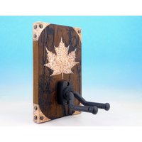 Wild Cherry Holz Kanadier Ahornblatt L'unifolié Kupfer Kanten Gummi Wandhalterung Gitarre Banjo Hänger Halter Standbrett Bass Haken Art Decor von LzArtDepot