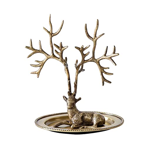 Dekor Statue Home Dekorationen Messing Elk Skulptur Hirschstatue Home Deco Deer Figur Schmuckständer Moderne Natürliche Tierkunst Sammlerliche Desktop Dekor Schreibtisch-Skulptur Tischdekoration von Lzeal