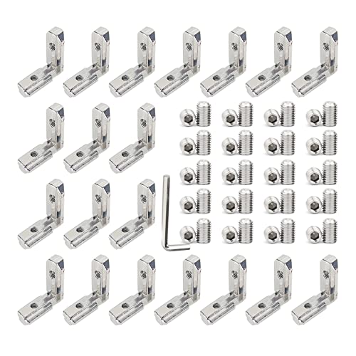 Lzjcyxgs Innenwinkel Außenwinkel Zinklegierung Aluprofil Aluminiumprofil T-Slot L-Form 90 Grad Nut 6 Eckwinkelverbinder Winkelwinkel für 20er (2020) Profilverbinder | 20-Stücke von Lzjcyxgs