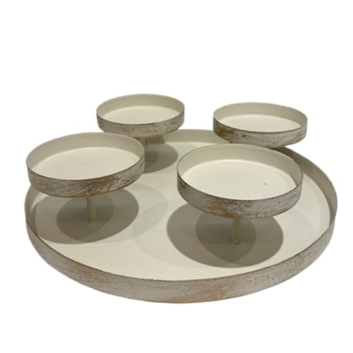 Lzqphantom Adventskranz Metall Vintage Kerzenständer 4 x 8cm Durchmesser für Stumpenkerzen Kerzenhalter Modern Weihnachtsdeko Weihnachten Adventkranz Adventsgesteck (Rund) von Lzqphantom