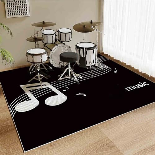 120 x 80 cm Schlagzeugteppich rutschfest Drum Rug Schalldicht Matte Innen Außen Trommel Teppich Schallschutzmatte Elektronisches Jazz Schlagzeug Kit für Bass Snare Drum Schallschutz Akustik Teppich von LzreXnvoFxg
