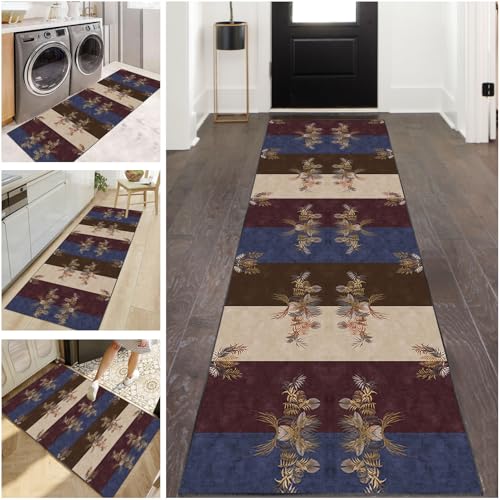 Teppich Läufer Flur 50 x 200 cm Rutschfest Waschbar Küchenteppich Teppichläufer Flur Lang Fußmatte Flurteppich Modern Korridor Tepiche Kurzflor Läufer Teppich für Flur Küche Wohnzimmer Schlafzimmer von LzreXnvoFxg