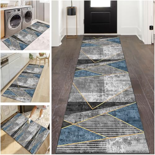 Teppich Läufer Flur 50 x 70 cm Rutschfest Waschbar Küchenteppich Teppichläufer Flur Lang Fußmatte Flurteppich Modern Korridor Tepiche Kurzflor Läufer Teppich für Flur Küche Wohnzimmer Schlafzimmer von LzreXnvoFxg