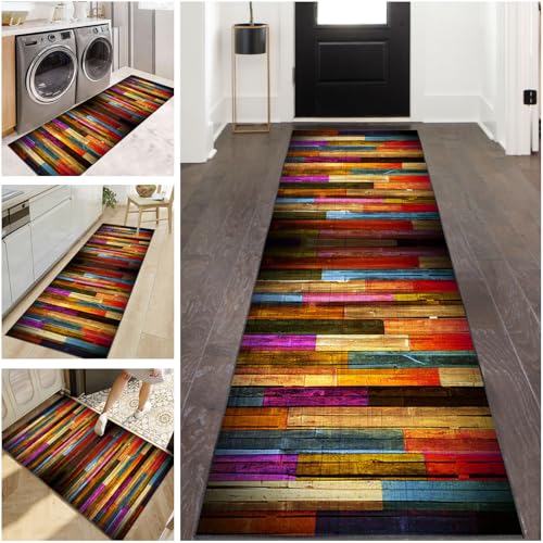 Teppich Läufer Flur 80 x 300 cm Rutschfest Waschbar Küchenteppich Teppichläufer Flur Lang Fußmatte Flurteppich Modern Korridor Tepiche Kurzflor Läufer Teppich für Flur Küche Wohnzimmer Schlafzimmer von LzreXnvoFxg