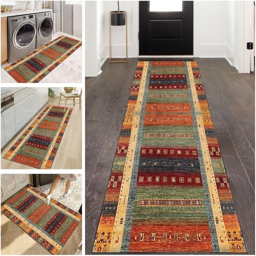 Teppich Läufer Flur 80 x 300 cm Rutschfest Waschbar Küchenteppich Teppichläufer Flur Lang Fußmatte Flurteppich Modern Korridor Tepiche Kurzflor Läufer Teppich für Flur Küche Wohnzimmer Schlafzimmer von LzreXnvoFxg