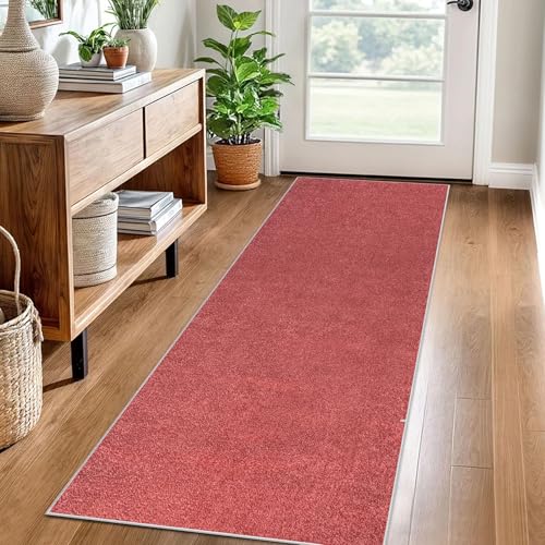 Teppich Läufer Flur Küche rutschfest 50 x 120 cm Küchenteppich Waschbar Küchenläufer Flurteppich Fußmatte Flur Runner Teppiche Korridor Teppich Eingangsteppich Teppichläufer für Entryway Küche Rot von LzreXnvoFxg