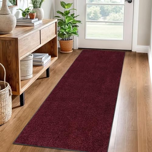 Teppich Läufer Flur Küche rutschfest 50 x 150 cm Küchenteppich Waschbar Küchenläufer Flurteppich Fußmatte Flur Runner Teppiche Korridor Teppich Eingangsteppich Teppichläufer für Entryway Küche Rot von LzreXnvoFxg