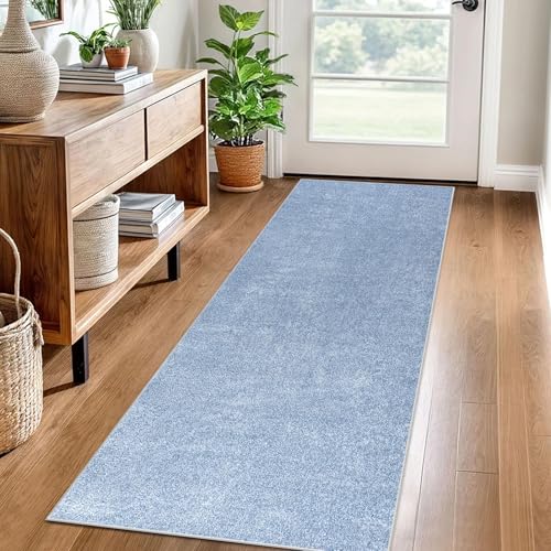 Teppich Läufer Flur Küche rutschfest Küchenteppich 50 x 120 cm Waschbar Küchenläufer Flurteppich Fußmatte Flur Runner Teppiche Korridor Teppich Eingangsteppich Teppichläufer für Entryway Küche Blau von LzreXnvoFxg