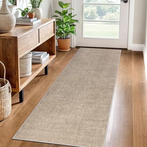 Teppich Läufer Flur Küche rutschfest Küchenteppich 50 x 250 cm Waschbar Küchenläufer Flurteppich Fußmatte Flur Runner Teppiche Korridor Teppich Eingangsteppich Teppichläufer für Entryway Küche Beige von LzreXnvoFxg
