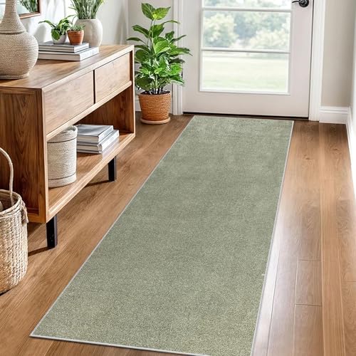 Teppich Läufer Flur Küche rutschfest Küchenteppich 50 x 250 cm Waschbar Küchenläufer Flurteppich Fußmatte Flur Runner Teppiche Korridor Teppich Eingangsteppich Teppichläufer für Entryway Küche Grün von LzreXnvoFxg