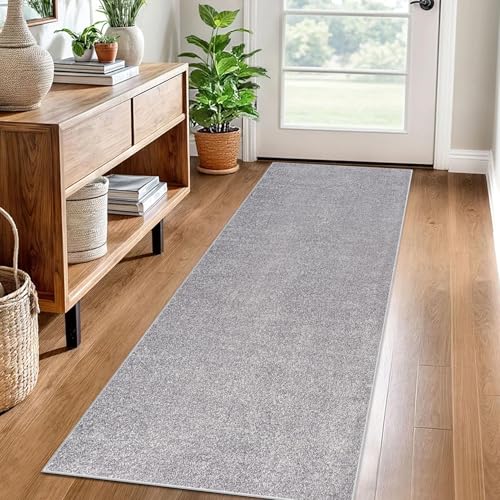 Teppich Läufer Flur Küche rutschfest Küchenteppich 60 x 140 cm Waschbar Küchenläufer Flurteppich Fußmatte Flur Runner Teppiche Korridor Teppich Eingangsteppich Teppichläufer für Entryway Küche Grau von LzreXnvoFxg