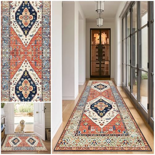 Teppich Läufer Flur Lang Waschbar Flur Läufer Teppich 60 x 240 cm küchenteppich rutschfest Teppichläufer Flur, Flurläufer Lang Korridor Teppich Läufer für Küche, Eingang, Wohnzimmer Schlafzimmer von LzreXnvoFxg