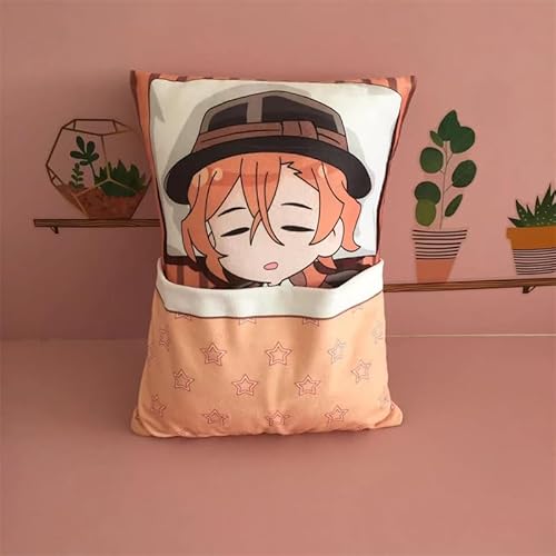 Lzrong Bungo Stray Dogs Anime Kopfkissen Nakahara Chuuya Cartoon Kissen für Nickerchen BSD Anime Merch Kissen Heimdekoration Geschenke für Fans von Lzrong