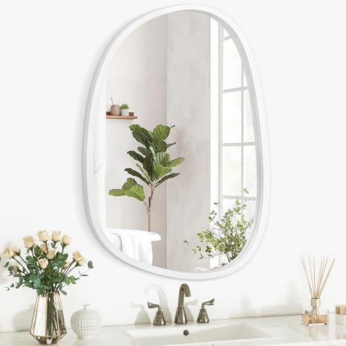 Holzrahmen Hängender Wandspiegel Asymmetrisch Unregelmäßige Ovale Spiegel für Wand Einzigartige Form Dekorativer Künstlerischer Spiegel für Eingangsbereich Schlafzimmer Wohnzimmer Badezimmer Weiß Holzrahmen Hängender Wandspiegel Asymmetrisch Unregelmäßige Ovale Spiegel für Wand Einzigartige Form Dekorativer Künstlerischer Spiegel für Eingangsbereich Schlafzimmer Wohnzimmer Badezimmer Weiß von Lzuso