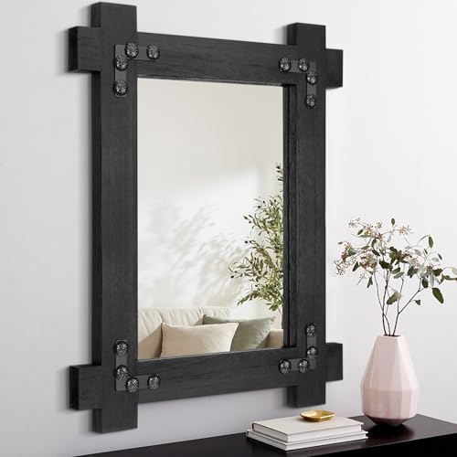 Lzuso Schwarz große hängende Spiegel für Wand Vintage Holz Spiegel rechteckig gerahmt rustikale Bauernhaus Dekor Schlafzimmer Wohnzimmer Badezimmer Eingang 50 x 40 cm Vertikal oder horizontal hängend Lzuso Schwarz große hängende Spiegel für Wand Vintage Holz Spiegel rechteckig gerahmt rustikale Bauernhaus Dekor Schlafzimmer Wohnzimmer Badezimmer Eingang 50 x 40 cm Vertikal oder horizontal hängend von Lzuso