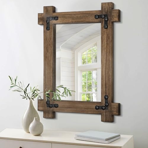 Rustikaler Spiegel für Wand, rechteckig, Vintage-Holzrahmen, Hängespiegel, Bauernhaus, Schminktisch, Schlafzimmer, Badezimmer, Wohnzimmer, Eingangsbereich, dekorativer Spiegel, klein, natürlich Rustikaler Spiegel für Wand, rechteckig, Vintage-Holzrahmen, Hängespiegel, Bauernhaus, Schminktisch, Schlafzimmer, Badezimmer, Wohnzimmer, Eingangsbereich, dekorativer Spiegel, klein, natürlich von Lzuso
