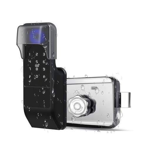 IP67 wasserdichtes TTLock Fingerabdruck-Smart-Türschloss Außentor Bluetooth-Passwort 13,56 MHz IC-Karte Riegelschloss und mechanischer Schlüssel(Set b) von Lzxcvb