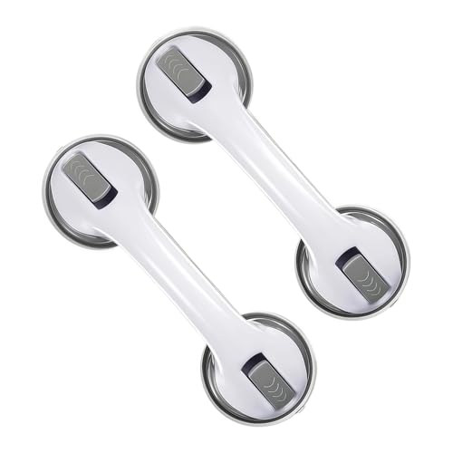 Lzxcvb Bohrlose Saugriffe - sichere Duschgriffe für Badezimmer Fenster Fliesen Senioren Behinderte Kinder und Schwangere - feste vertikale Griffe(White grey 2pcs) von Lzxcvb