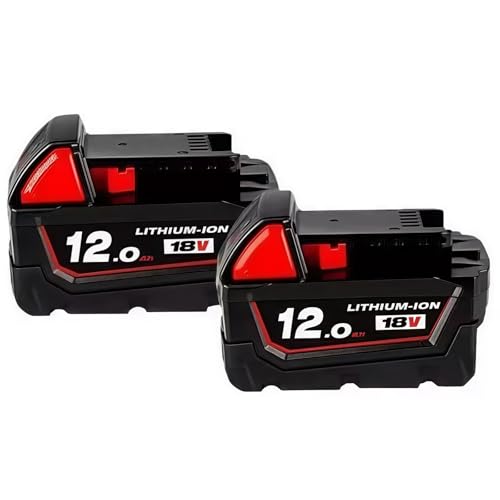 Rasenmäher, Kettensäge, Elektrohammer, Elektrobohrer, Elektrowerkzeug, 12000 mAh, wiederaufladbarer Akku, 18 V. Kompatibel mit Milwaukee M18 XC Red Lithium-Akku M18B5 48-11-1860 48-11-1850(12000mAh 2p von Lzxcvb