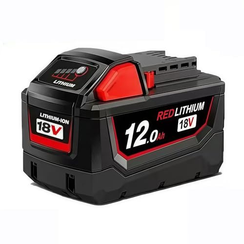 Rasenmäher, Kettensäge, Elektrohammer, Elektrobohrer, Elektrowerkzeug, 12000 mAh, wiederaufladbarer Akku, 18 V. Kompatibel mit Milwaukee M18 XC Red Lithium-Akku M18B5 48-11-1860 48-11-1850(12000mAh) von Lzxcvb