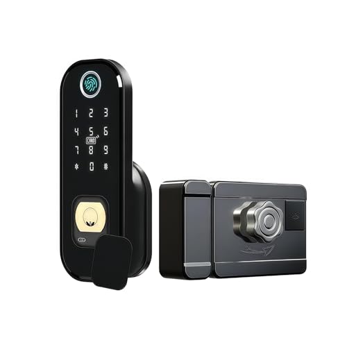 Wasserdichtes Bluetooth-Fingerabdruck-Smart-Lock, elektronisches Türschloss mit digitalem Smartcard-Passwort, Einsteckschloss for die Sicherheit zu Hause von Lzxcvb
