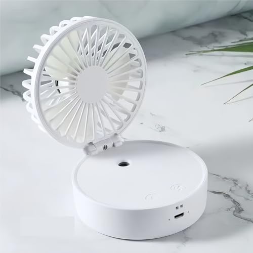 Weißer vertikaler Ventilator mit 5000 mAh, 3-in-1-Klappventilator, 110°-Auf- und Ab-Drehung, 19 ml, feuchtigkeitsbeständig, feuchtigkeitsbeständige Farblampe. Kompatibel mit persönlichem Outdoor-/Spor von Lzxcvb