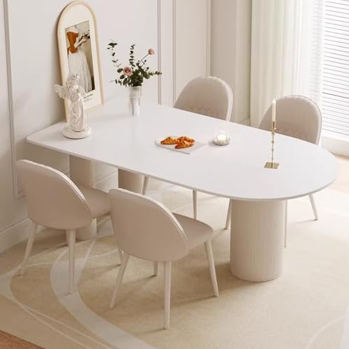 Lzyjck 5-Teiliges Esszimmerset, Modernes Esstisch- Und Stuhlset, Weißer Esstisch Mit 4 Stühlen Küchen-Esszimmertisch Und -Stühle, 4Er-Set Für Küche, Esszimmer,55.1" Table with 4 Chairs von Lzyjck