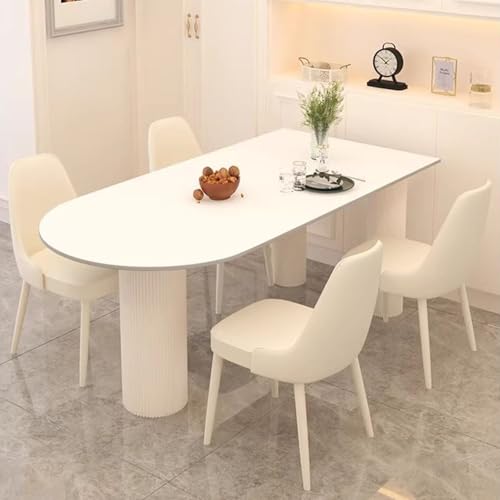Lzyjck Modernes Küchentisch-Set Esstisch-Set Mit 4 Stühlen Ovales Esszimmertisch- Und Stuhl-Set Mit 4 Stück Für Esszimmer, Küche, Bar, Frühstücksecke, Kleine Räume,47.2" Table with 4 Chairs von Lzyjck