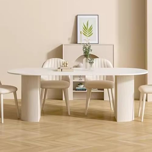 Lzyjck Weißer Ovaler Esstisch Tischplatte aus gesintertem Stein, Moderner Küchentisch Langer Konsolentisch Für 4 Für Wohnzimmer, Küche, Frühstücksecke,47.2" Single Table von Lzyjck