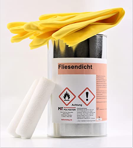Fliesendicht Transparent Versiegelung für Fliesen Balkon dicht farblos Terrasse von M+T POLYESTER