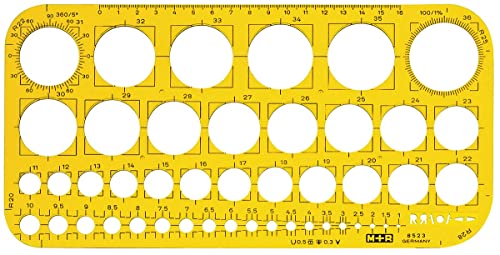 M+R 785230670 Lochkreisschablone 1-36 mm, gelbtransparent von M + R