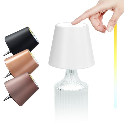 M A N T A LED Akku Flaschenleuchte TOUCH 15 cm - Kabellos - Dimmbar - Farbtemperatur einstellbar - für Garten Esstisch Schlafzimmer Balkon Hotel (Weiß) von M A N T A