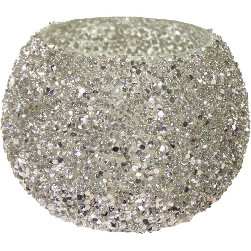 Mega Collections Pflanzgefäß Strass Ø 11 cm x 8,5 cm Silber von M Collections