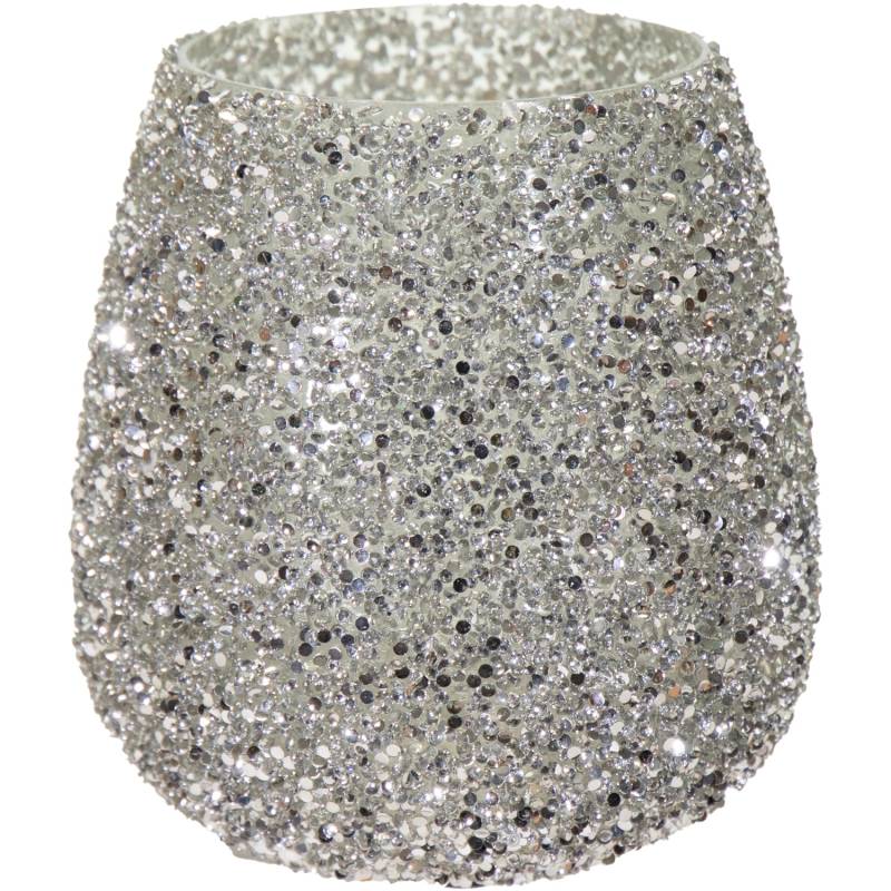 Mega Collections Pflanzgefäß Strass Ø 12 cm x 12,5 cm Silber von M Collections