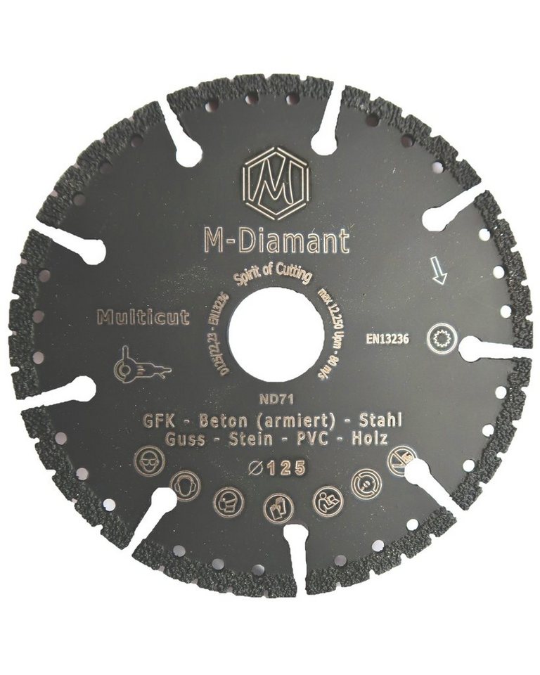 M-Diamant Trennscheiben Trennscheibe 125mm Premium Multicut Allrounder, Ø 22.23 mm, (Packung, 1-tlg., 1.Stück), 22,23 Multicut Trennscheibe Allrounder von M-Diamant