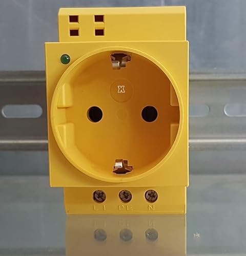 Verteiler Einbau Schuko Steckdose 230V 16A (gelb VDE + LED) von M-E-T Marktplatz-Elektrotechnik