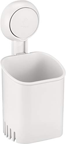 M-Home INX559 Zahnbürstenhalter + Saugnapf, Kunststoff, Weiß, 9,5 x 20 x 8 cm von M-Home