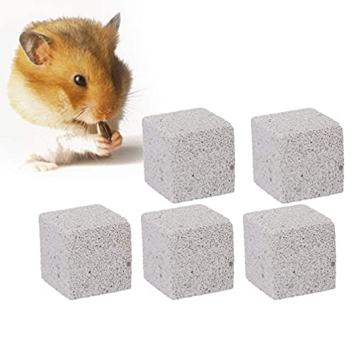 Hamster-Kauspielzeug, quadratisch, Steinzahn-Schleifspielzeug, Backstein-Kauspielzeug für Hamster, Chinchillas, Kaninchen, 4,5 cm, 5 Stück von M I A