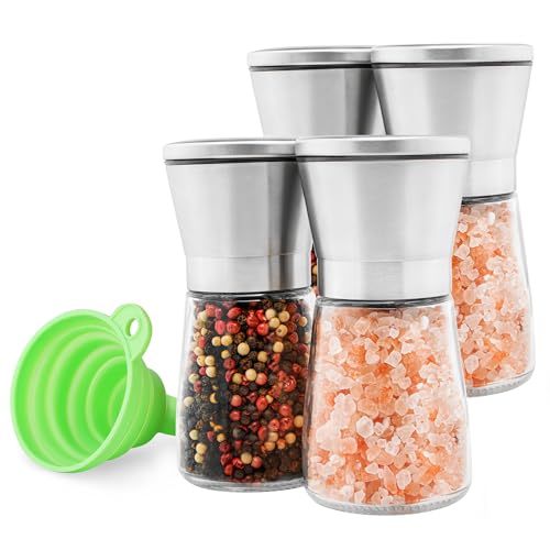 M JINGMEI Gucass 4er Set Salzmühle und Pfeffermühle, Gewürzmühlen Set mit Verstellbarem Keramikmahlwerk, Pfeffer und Pfeffermühle Auch als Chilimühle, Manuell Salt and Pepper Grinder M JINGMEI Gucass 4er Set Salzmühle und Pfeffermühle, Gewürzmühlen Set mit Verstellbarem Keramikmahlwerk, Pfeffer und Pfeffermühle Auch als Chilimühle, Manuell Salt and Pepper Grinder von M JINGMEI