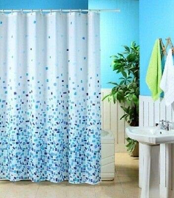 M-K Duschvorhang, Badezimmer, Badewanne, Umweltfreundlich, Waschbarer, Anti-Schimmel, Anti-Bakteriell, Schimmelresistent Duschvorhang Duschvorhang, Polyester, 220 cm Breit x 180 cm lang, Blau Mosaik von M-K