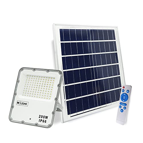 M Ledme - Solar LED-Strahler Venedig 200W mit Fernbedienung, IP66 dimmbar, neutrale Farbe (4500K), Außenbeleuchtung, Verwendung für Garten, Terrassen, Hotel, Schiffe etc. von M Ledme