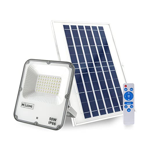 M Ledme - Solar LED-Strahler Venedig 50W mit Fernbedienung (Batterien nicht enthalten), IP66 Dimmbar, Farbe Kaltlicht (6000K), Außenbeleuchtung. von M Ledme