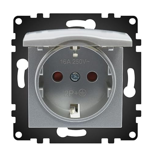 WESA Schuko-Steckdose mit EU-Standarddeckel, 16 A, 250 V, einfache Installation mit verschiedenen Designs, ohne Rahmen, PJ-18-G von M Ledme