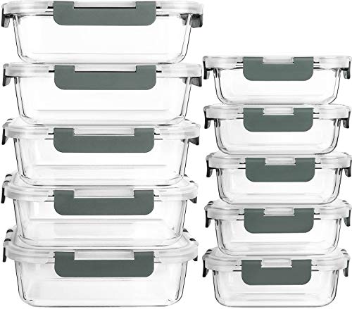 MCIRCO Glas-Frischhaltedosen Set für Lebensmittel,20 Teile (10 Behälter, 10 Transparente Deckel) Spülmaschinen, Mikrowellen & Gefrierschrankfreundlich - Auslaufsicher, BPA-frei… von M MCIRCO